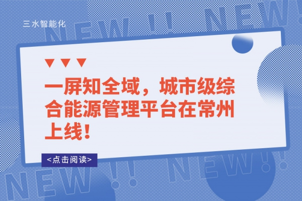 一屏知全域，城市級(jí)綜合能源管理平臺(tái)在常州上線！